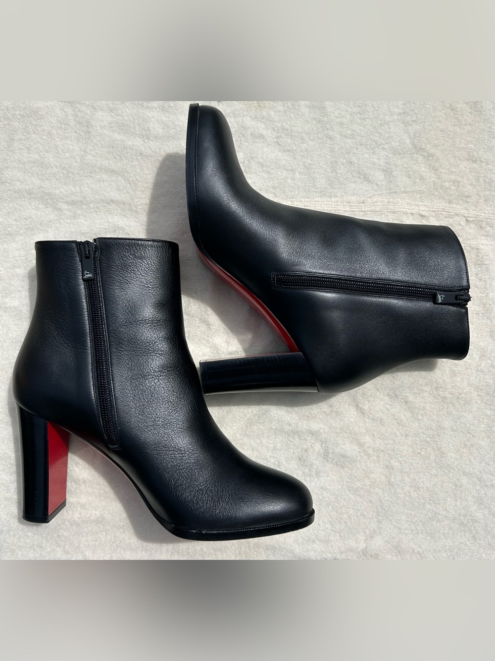 Authentic Louboutin Adox 85 Black Leather Ankle Red Bottom Booties 39 US 8.5 - Picture 10 of 14
